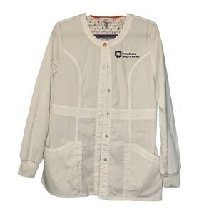 Code Happy Penn State Scrub Jacket White Round Neck Warm Up Long Sleeve M